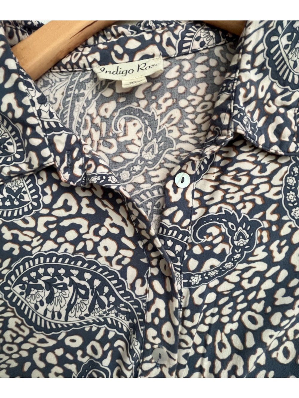 Women's Paisley Print Maxi Dress - Dark Blue  & Cream. Size XL.